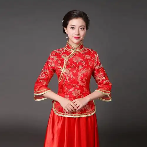 民国风大合唱团演出服装伴娘服装成人中老年古筝表演礼服高中学生