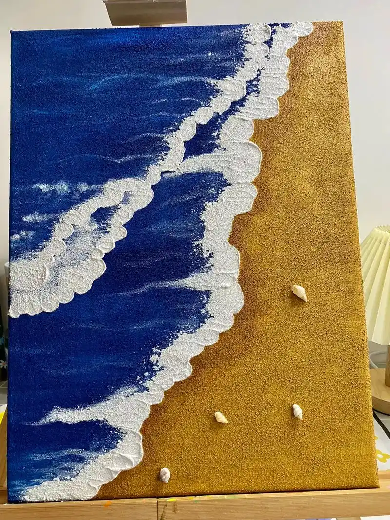 海浪肌理画#有99就能画 - 抖音