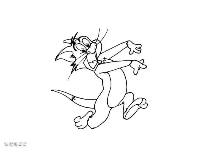 tom猫躺着的简笔画