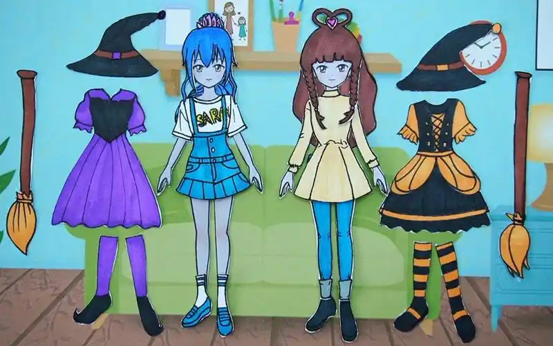 纸娃娃创意手工:给叶罗丽陈思思和王默制作女巫装连衣裙,好看_哔哩