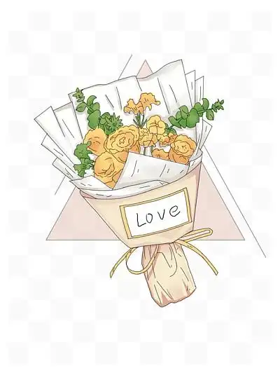 1078情人节一束香槟玫瑰花10763情人节玫瑰花戒指盒6283原创手绘卡通