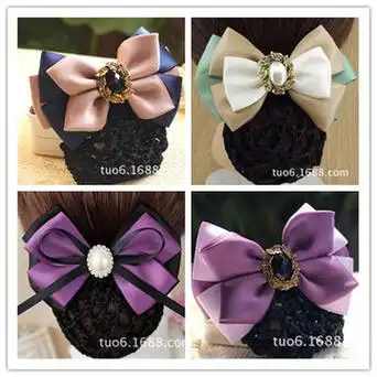 职业头花韩国发饰酒店头饰工作发夹银行餐厅空姐发网兜蝴蝶结