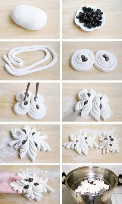 胶东过年面食必做之圣虫枣花馒头莲花馒头小金猪馒头蝴蝶花卷的做法