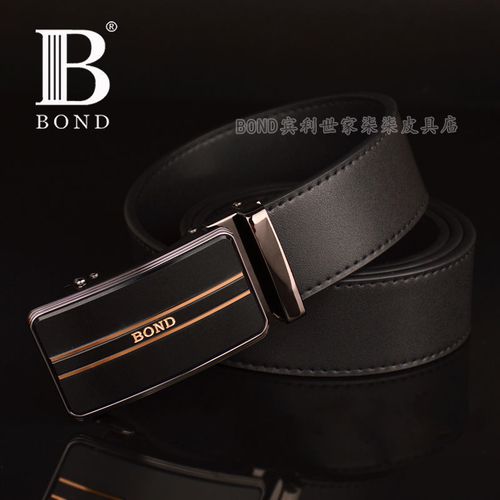 bond宾利世家男士真皮自动扣皮带青年商务时尚轻奢光面bond腰带
