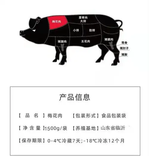 梅花肉新鲜生猪肉蒙山散养去皮去骨雪花肉猪颈肉食材黑土猪精选梅花肉