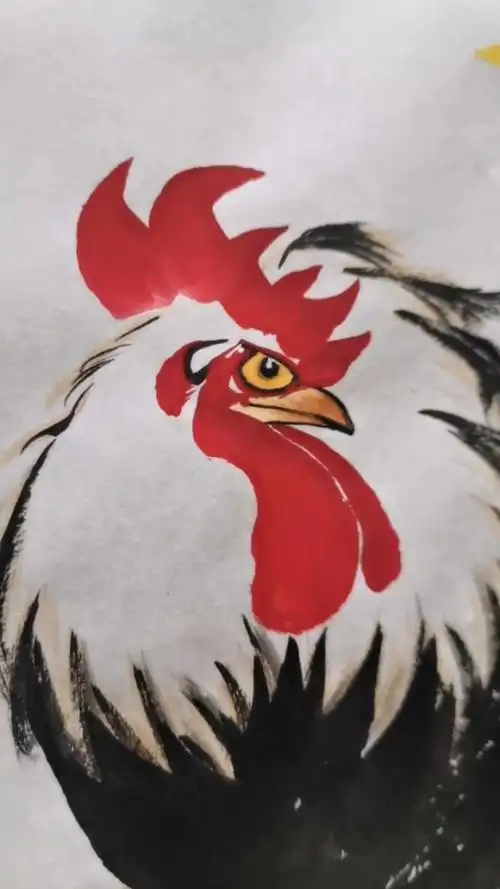 王兴民国画公鸡:水墨公鸡太漂亮了,您说呢?