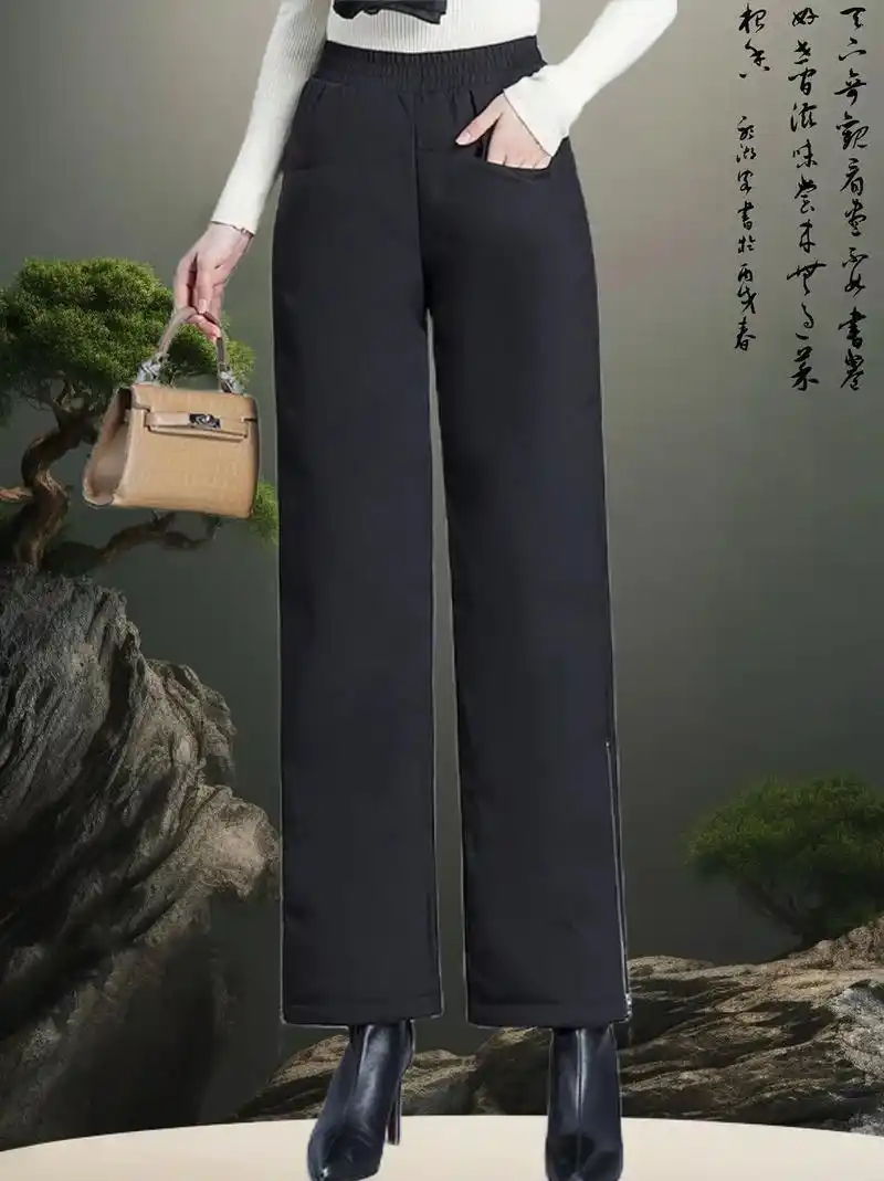 中老年白鸭绒羽绒阔腿裤,冬季女外穿高腰宽松妈妈 - 抖音