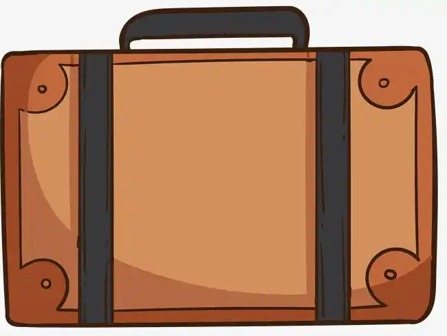 卡通行李箱褐色矩形矢量卡通风格皮箱