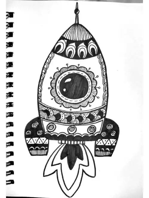 美术考编技能题打卡13之小火箭