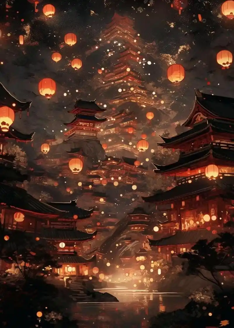 天官赐福壁纸 风景壁纸 为你花开门城,为你明灯三千 为君长明灯一晌