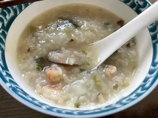 香菇滑鸡鲜虾粥初尝试成功