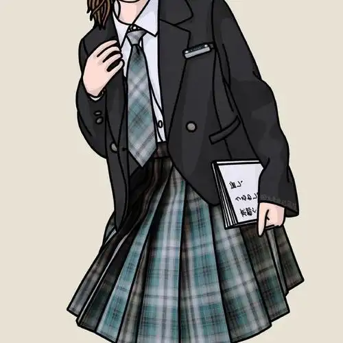 jk制服手绘头像,太可了!