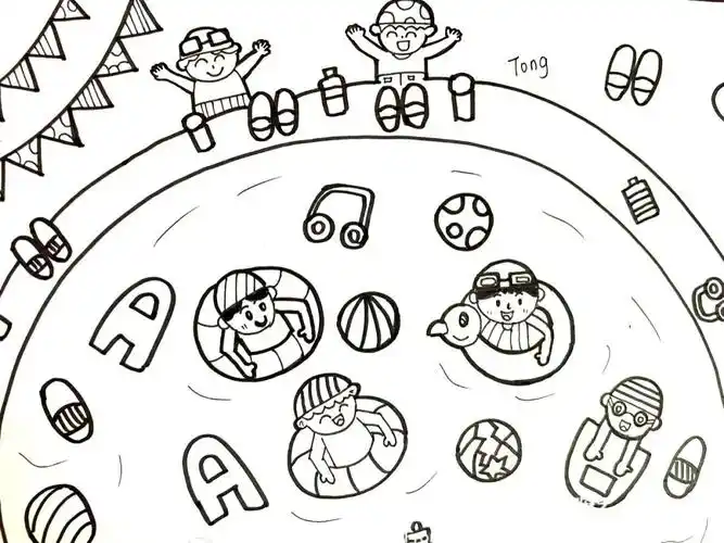 游泳主题 考编简笔画练字打卡第11天