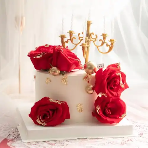 帝欧北京同城配送生日蛋糕情人节ins网红复古红玫瑰新鲜蛋糕