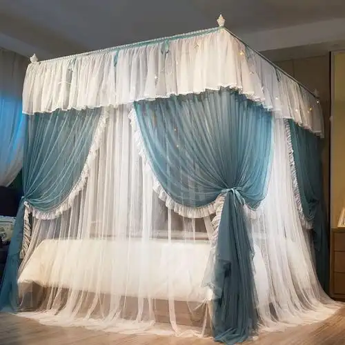夏季公主风双层蚊帐1.8床1.5家用宫廷2米三开门落地支架1.