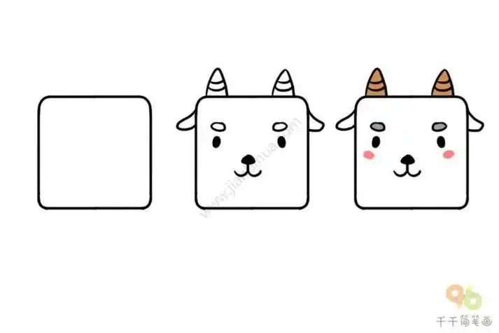 方形变各种可爱的小动物简笔画手帐用得上哦