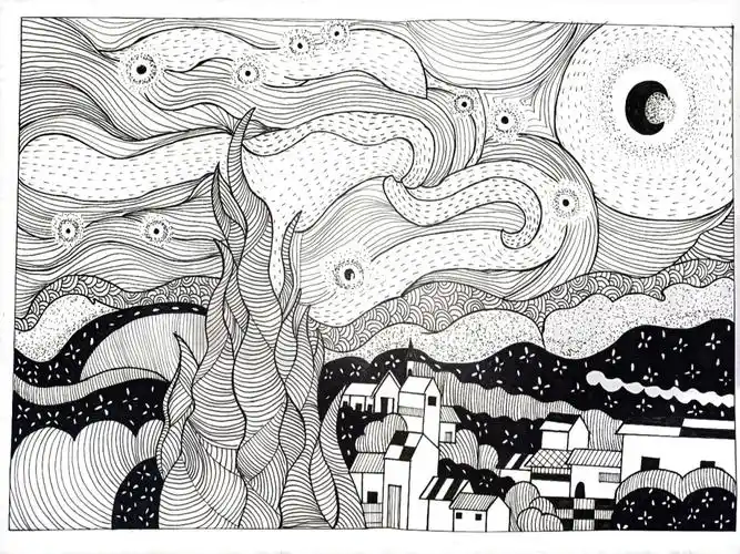 梵高*星月夜,临摹一个大佬的,真的很好看噢