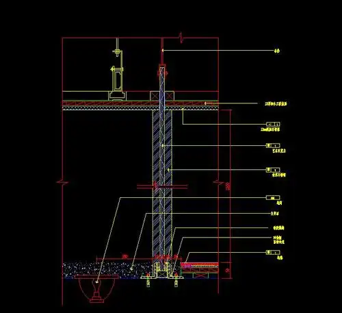 建筑玻璃隔断剖面图施工图cad节点大样图施工图【id:3303466】