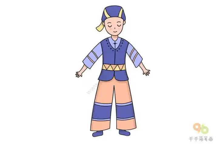 苗族男生简笔画