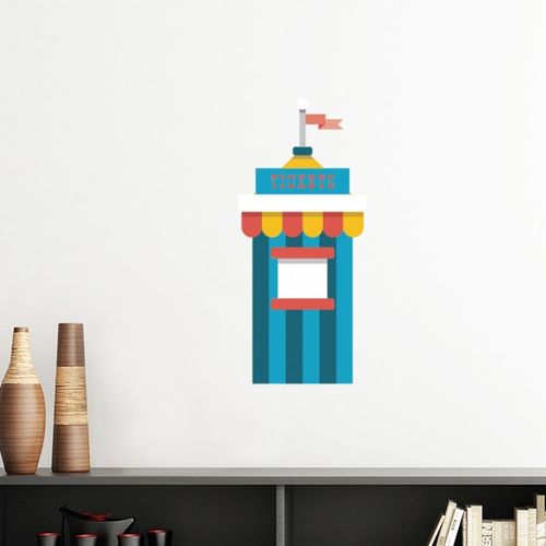 游乐园售票处矢量插画墙贴壁纸房间贴花海报不干胶车贴室内装饰