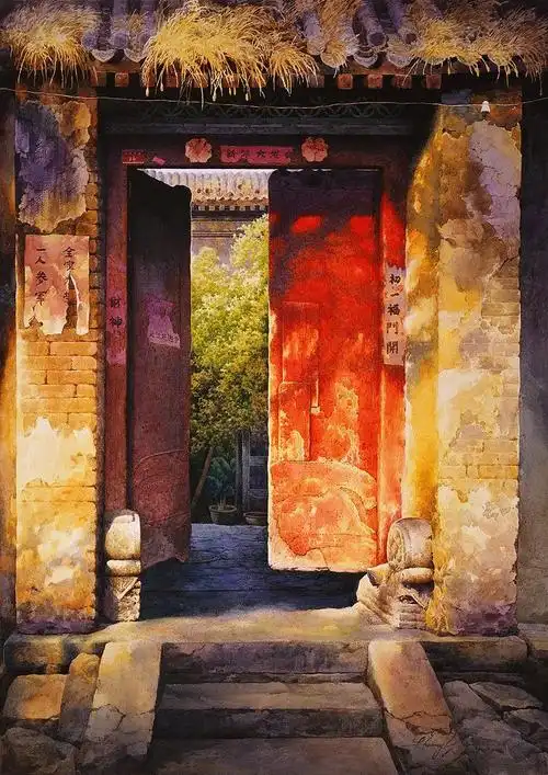 黄有维笔下的老北京胡同永远洒满阳光