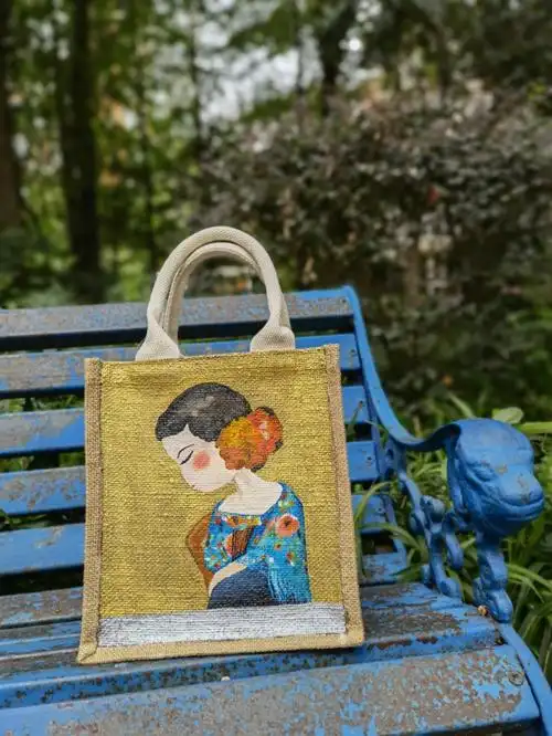 手绘包muji麻布袋