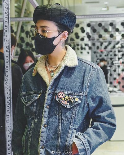 权志龙gd同款羊羔绒徽章牛仔外套男女水洗2021秋冬新款保暖夹克潮