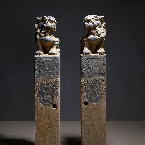 瀛乐石雕拴马桩石狮子古拴马石柱青石拴马柱栓马桩庭院装饰摆件定制