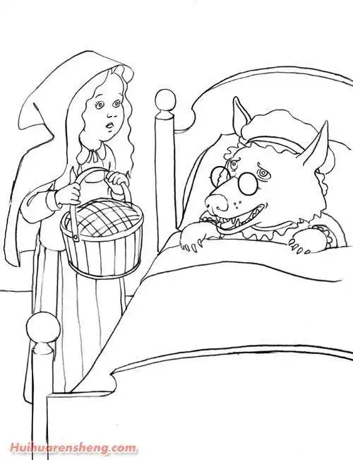 填色简笔画小红帽童话