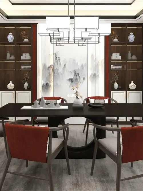 以现代手法表现东方美学优雅大气客餐厅