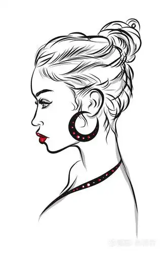 美丽的女人线条艺术插图