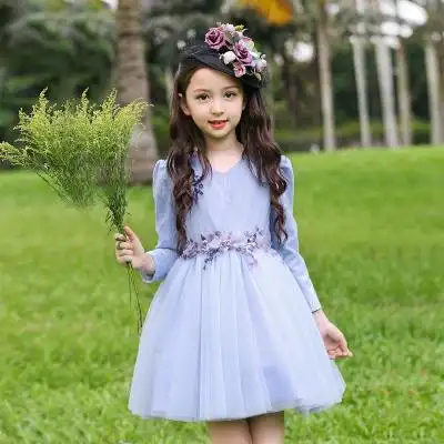 女童长袖连衣裙公主裙春秋季儿童装蓬蓬纱裙中大童春季小女孩礼服