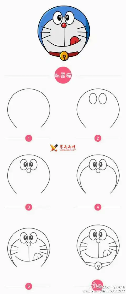 叮当猫简笔画步骤图