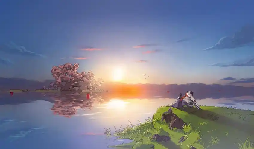 日落插画图片壁纸