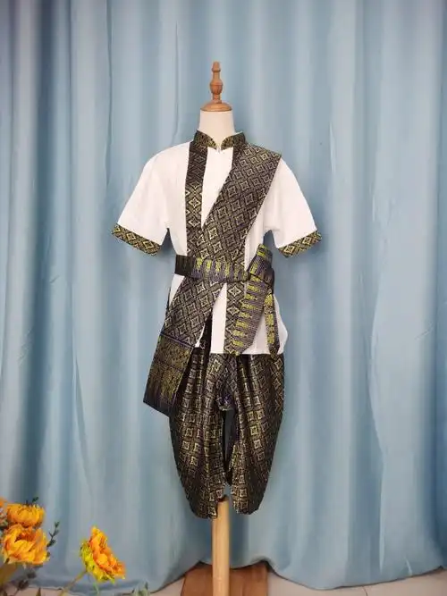 西双版纳服装傣族服装男士傣装套装告庄星光夜市男装拍照写真款01款