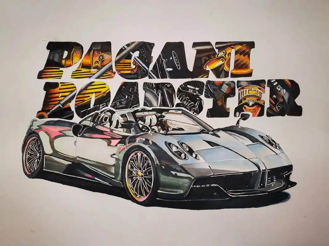 临摹一张帕加尼#手绘 #画车 #画画 #男人的玩具 #临摹 - 抖音