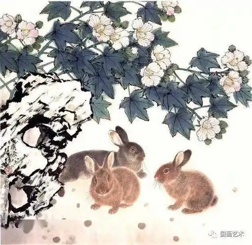 现当代名家方楚雄画兔作品欣赏