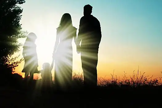 剪影,幸福之家,公园,日落