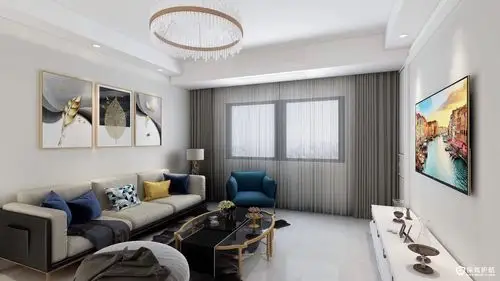 恒大江湾现代简约风格三居室装修效果图