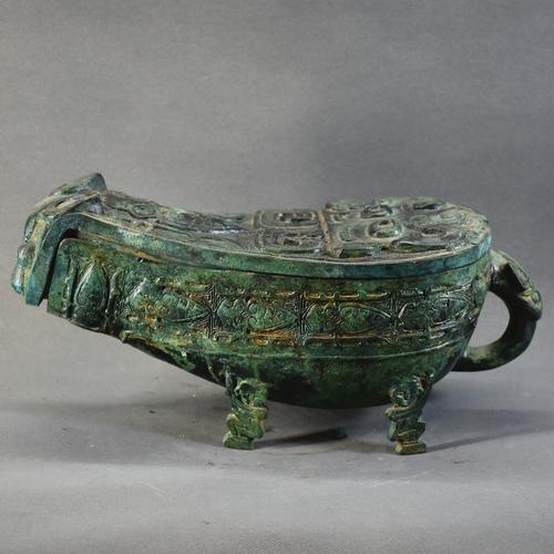 中国复古青铜器龙纹匜纯手工创意客厅书房中式文创摆件博物馆定制