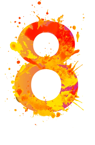 png素材彩绘泼墨文字数字设计创意文本艺术字设计阿拉伯数字8