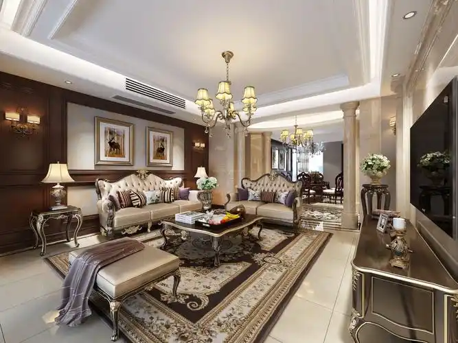 常州华润国际欧式风格180平米设计方案 欧式客厅装修设计效果图