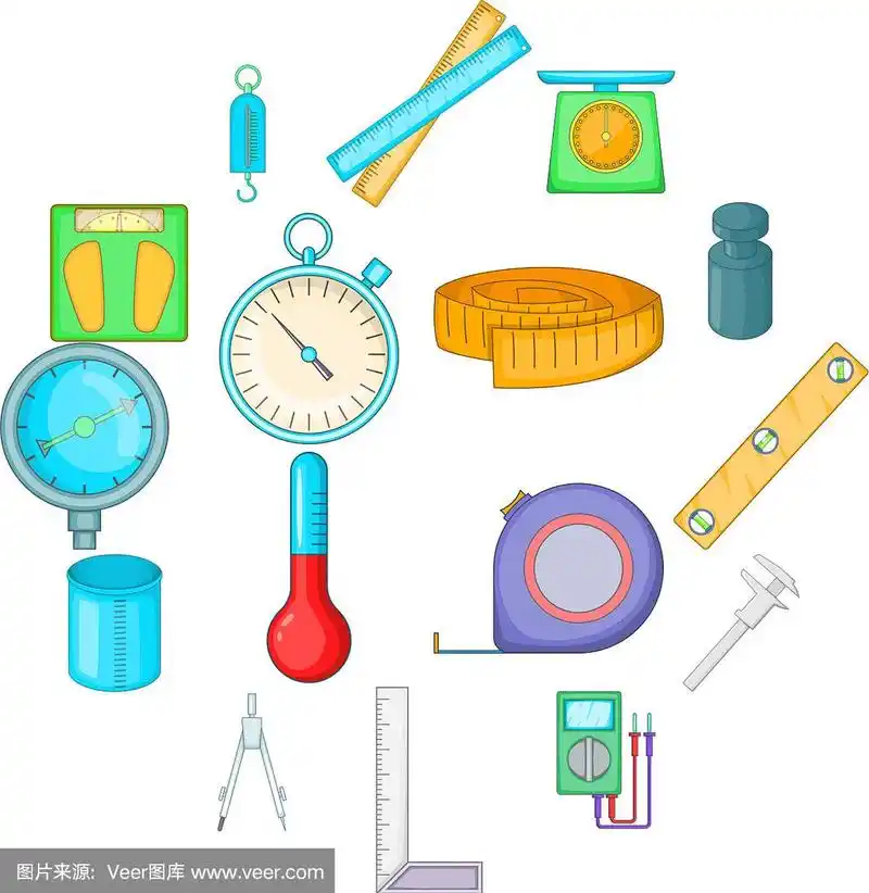 测量工具图标设置卡通风格
