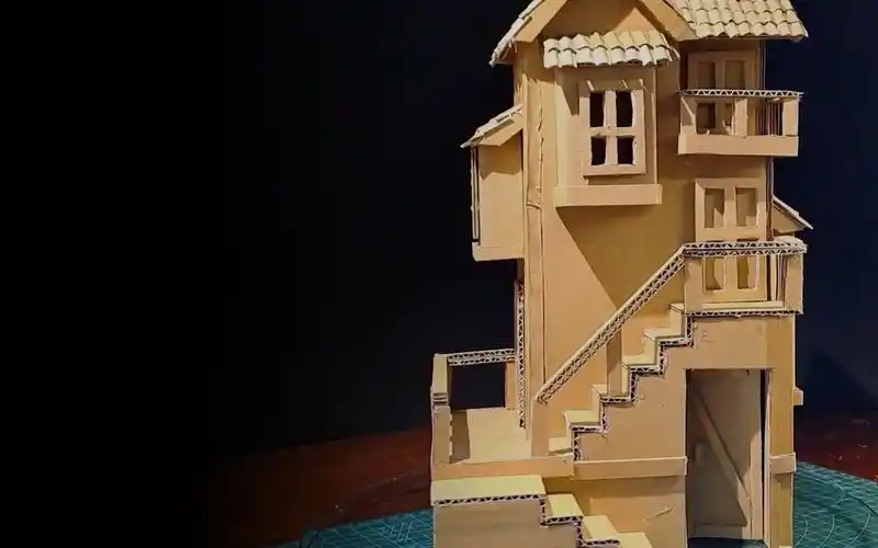 用纸板制作小屋模型,手工制作,创意手工