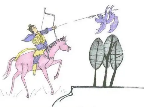 一箭双雕的简笔画带颜色