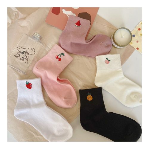 袜子女韩版中筒春夏季薄款水果百搭可爱原宿风ins风棉袜学生日系