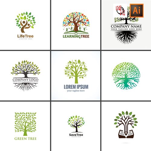 大树树苗树木创意环保企业logo标志设计ai矢量设计素材