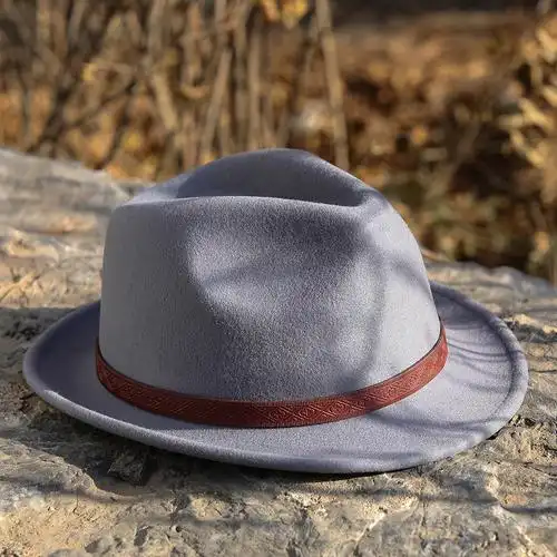 礼帽蒙古族帽子呢子纯羊毛呢蒙古配饰男款生活帽子