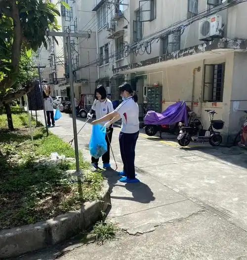 新时代文明实践高中生社会实践走进梅林社区体验清洁家园