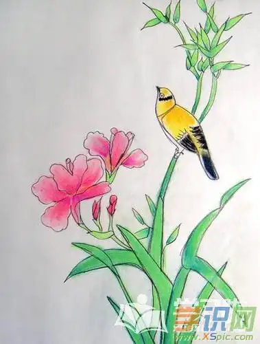 儿童花鸟画作品